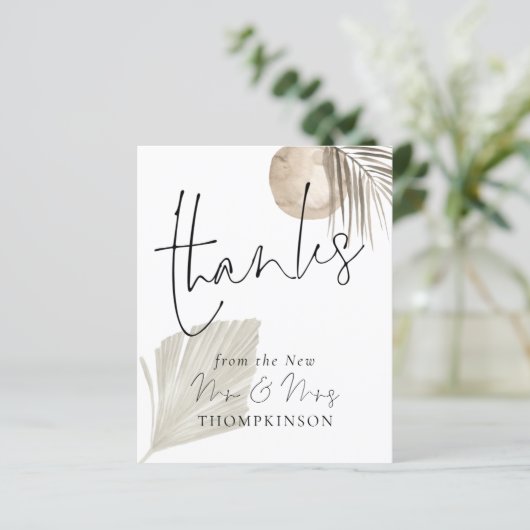 Budget Pampas Script New Mr Mrs Wedding Bedankt (Staand voorkant)