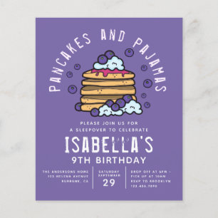 Budget Pancakes en Pajamas Sleepover Invitation
