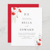 Budget papaver rode chique bloemen monogram bruilo (Voorkant / Achterkant)