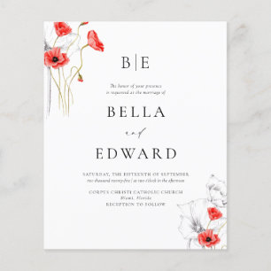 Budget papaver rode chique bloemen monogram bruilo