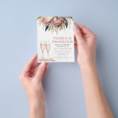 Budget Parels & Prosecco Bridal Shower Uitnodiging Flyer (Hand)