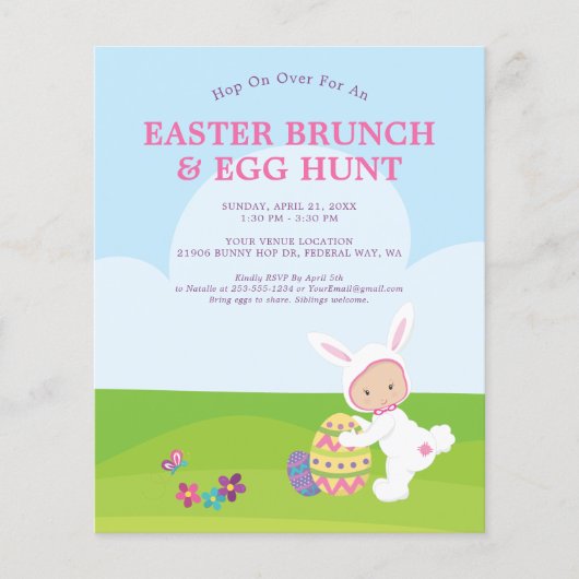 Budget Pasen Brunch Egg Hunt Party Uitnodiging (Voorkant)