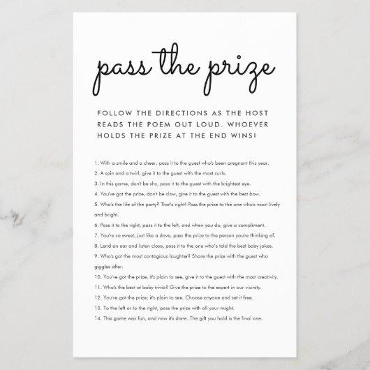 Budget Pass de prijs Baby shower spel eenvoudig Flyer (Voorkant)