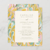 Budget Pastel Abstracte marmer Chic Wedding Invite (Voorkant / Achterkant)