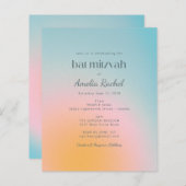 Budget Pastel Blau Verlopend Bat Mitzvah Uitnodigi (Voorkant / Achterkant)