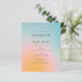 Budget Pastel Blau Verlopend Bat Mitzvah Uitnodigi (Staand voorkant)