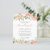 Budget Pastel Coral and Peach Wedding Invitation (Staand voorkant)