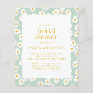 Budget Pastel Sage Green Daisies Vrijgezellenfeest