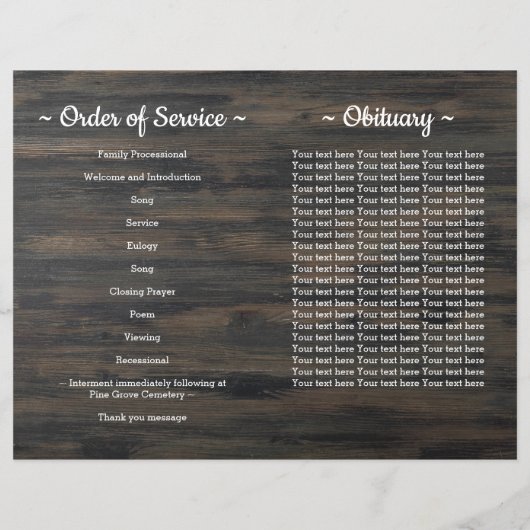 Budget Patriotic Funeral Veteran Memorial Programm (Achterkant)