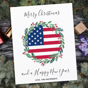 Budget Patriotic USA American Flag Kerstmis Kaart