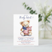 Budget Patriottische Teddy Bear Baby shower Uitnod (Staand voorkant)