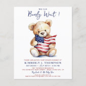 Budget Patriottische Teddy Bear Baby shower Uitnod (Voorkant)