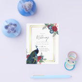 BUDGET  Pauwblauw Bourgondië Winter Bruiloft Herfs Flyer (Enkel)