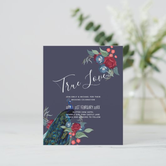 BUDGET Pauwblauw Bourgondië Winter Herfst Bruilof (Staand voorkant)