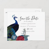 BUDGET Pauwblauw Bourgondië Winter Herfst Bruilof Briefkaart (Voorkant / Achterkant)