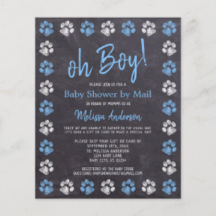 Budget Paw drukt Blue Boy Baby shower per mail af