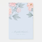 Budget Peach Floral Dusty Blue Sage Leaf Wedding Post-it® Notes (Voorkant)