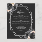 Budget Peach Floral Silver Geo Black Mariage Menu (Devant)