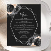 Budget Peach Floral Silver Geo Black Mariage Menu