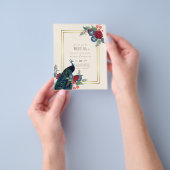 BUDGET Peacock Blue Burgundy Winter Fall Wedding Flyer (Hand)