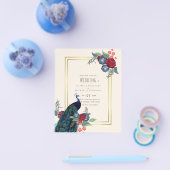 BUDGET Peacock Blue Burgundy Winter Fall Wedding Flyer (Enkel)