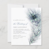 Budget Peacock Feather QR Code Weddenschap Uitnodi (Voorkant)