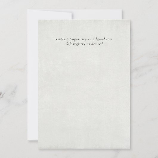 BUDGET Pêcher Gris Mariage Aquarelle Invitations (Dos)