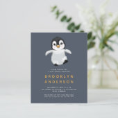 BUDGET Penguin Baby shower Uitnodiging (Staand voorkant)