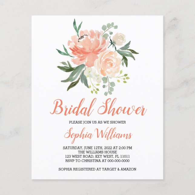 Budget perziken en Cream Bridal Shower (Voorkant)