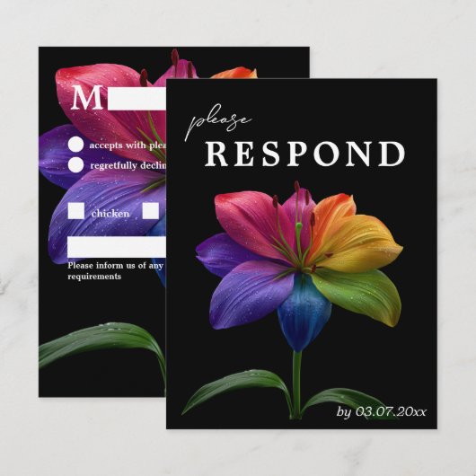 🌈 Budget Petals & Plates RSVP Kaartje (Voorkant / Achterkant)