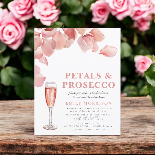 Budget Petals & Prosecco Bridal Shower Uitnodiging (Creator heeft geüpload)