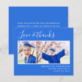 Budget Photo Blue Graduation Carte de remerciement (Devant / Derrière)