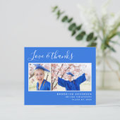 Budget Photo Blue Graduation Carte de remerciement (Debout devant)