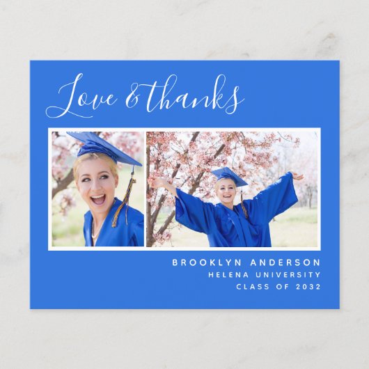 Budget Photo Blue Graduation Carte de remerciement (Devant)