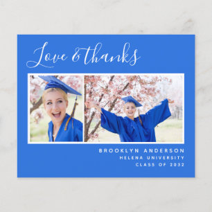 Budget Photo Blue Graduation Carte de remerciement