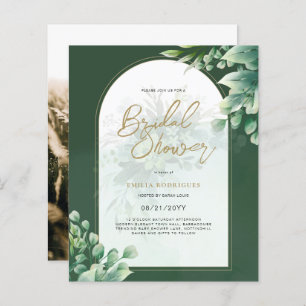 Budget Photo Bridal Shower Uitnodiging Rustic Leaf