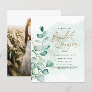 Budget Photo Bridal Shower Uitnodiging Rustic Leaf