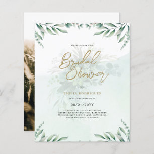 Budget Photo Bridal Shower Uitnodiging Rustic Leaf