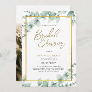 Budget Photo Bridal Shower Uitnodiging Rustic Leaf