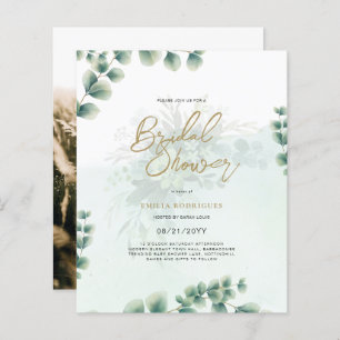 Budget Photo Bridal Shower Uitnodiging Rustic Leaf