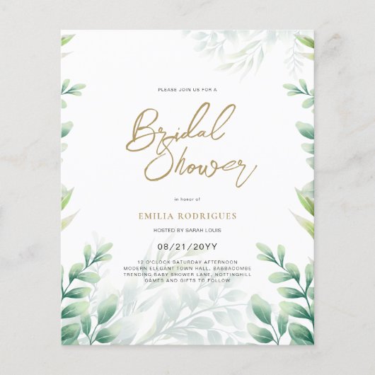 Budget Photo Bridal Shower Uitnodiging Rustic Leaf Flyer (Voorkant)