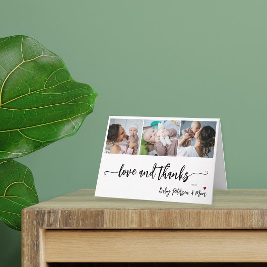 Budget photo collage élégant baby shower merci