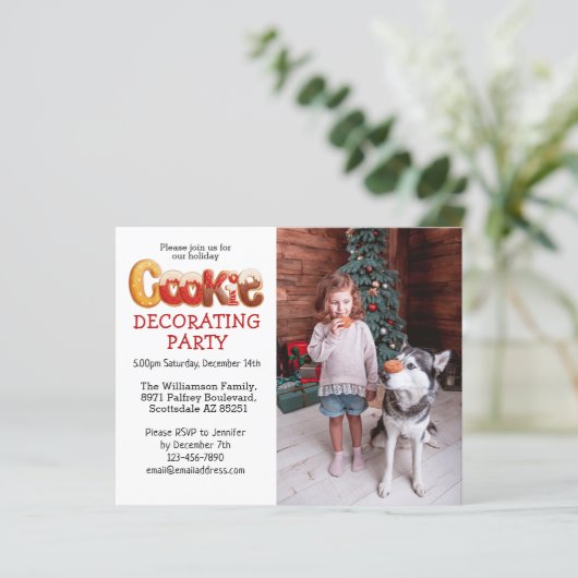 Budget Photo Cookie Decorting Party Uitnodiging (Staand voorkant)