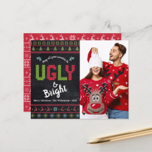Budget Photo Holiday Ugly Sweater Chalkboard Kaart