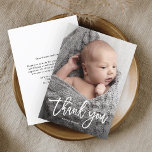 Budget photo manuscrite Carte de remerciements béb<br><div class="desc">This photo baby thank you note feobjets modern calligraphy thank you in white with large customer photo. The interior includes a generic thank you message that you can personalize for each guest or remove it altogether if you prefer to hand right your thank you. Click edit to customize.</div>