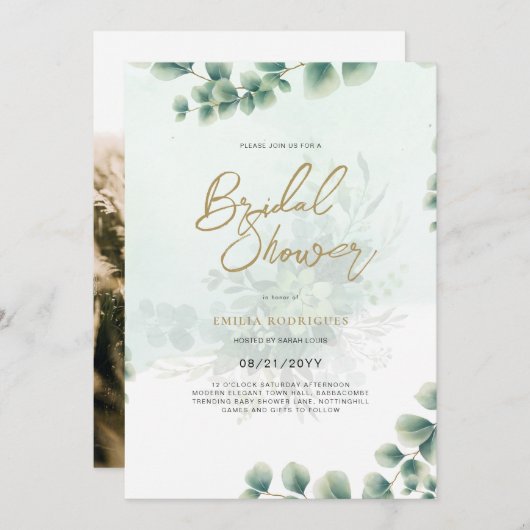 Budget Photo Nuptiale Douche Invitation Feuille Ru (Devant / Derrière)