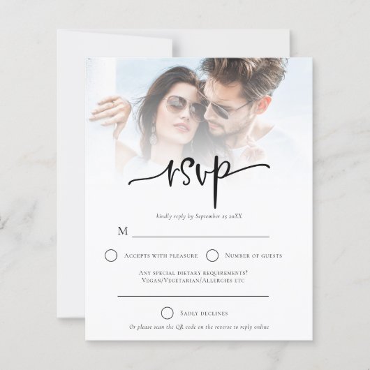 Budget Photo Overlay Weduwings QR Code RSVP (Voorkant)