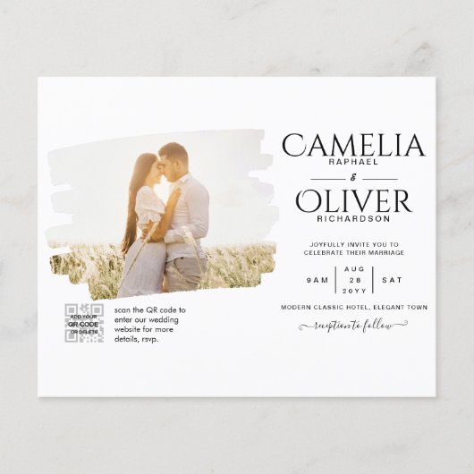 BUDGET PHOTO QR CODE Weddenschap nodigt RSVP - det Flyer (Voorkant)