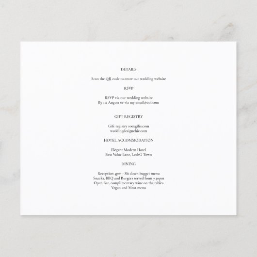 BUDGET PHOTO QR CODE Weddenschap nodigt RSVP - det Flyer (Achterkant)