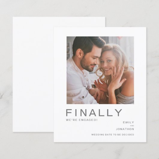 Budget Photo Simple Typography Verloving Announce (Voorkant / Achterkant)
